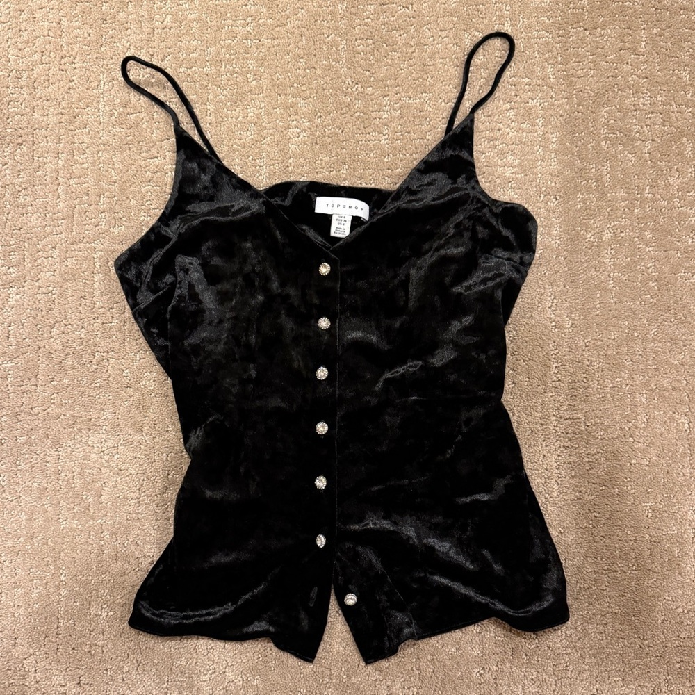 Topshop sparkly button up tank with